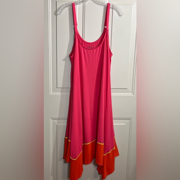 Torrid Super Soft Knit Dress Pink Orange Handkerchief Hem Size 2 Rayon Stretch - Picture 1 of 5